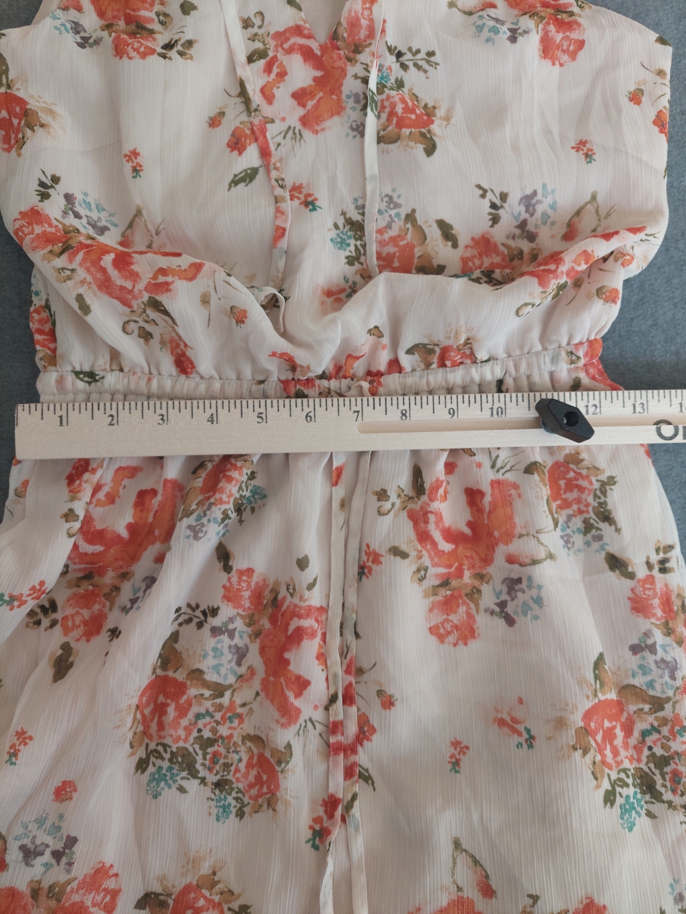 Mossimo Floral Sleeveless Maxi Dress XS Peach Orange Boho Tiered Cottagecore - Picture 7 of 10
